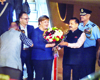 German Chancellor Angela Merkel arrived Delhi.
