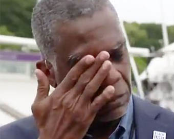 Former West Indies fast bowler Michael Holding breaks down on air