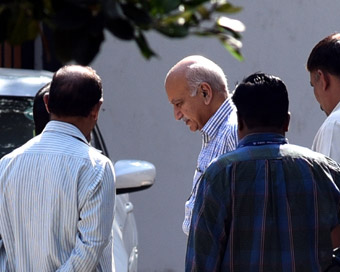 New Delhi: Union Minister M.J. Akbar, who is facing charges of sexual harassment and wrongdoing by around a dozen women journalists, arrives at his residence after returning from Nigeria where he was on an official tour, in New Delhi on Oct 14, 2018.