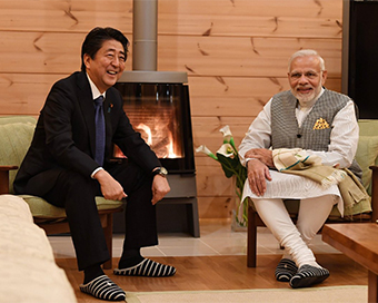 Japan PM Shinzo Abe with PM Modi (file photo)