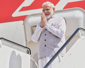 Prime Minister Narendra Modi arriving at Houston airport.