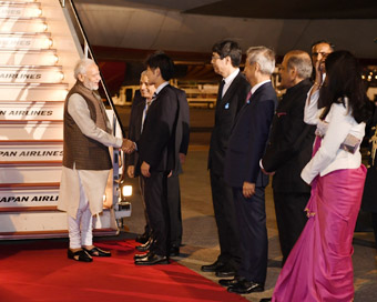 Tokyo: Prime Minister Narendra Modi arrives at Haneda International Airport, to attend the India-Japan Annual Summit, in Tokyo, Japan.