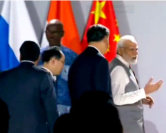 PM Modi, President Xi Jinping exchange pleasantries at BRICS summit