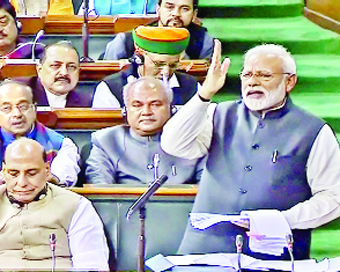 New Delhi: Prime Minister Narendra Modi addresses in Lok Sabha in New Delhi.