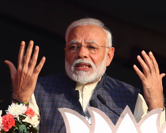New Delhi: Prime Minister Narendra Modi addresses during 