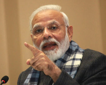 New Delhi: Prime Minister Narendra Modi addresses during the Annual General Meeting (AGM) of ASSOCHAM (Associated Chambers of Commerce and Industry of India) at Vigyan Bhawan in New Delhi on Dec 20, 2019. (Photo: Amlan Paliwal/IANS)