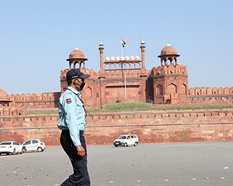 A security guard outside Red Fort, New Delhi