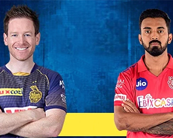 KKR captain Eoin Morgan and KXIP captain KL Rahul