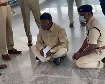 High drama at Tirupati airport as Chandrababu Naidu stages sit-in