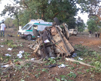 Dantewada: The site where Maoists exploded an improvised explosive device (IED) killing five policemen who were escorting BJP MLA Bhima Mandavi who too was killed, in Chhattisgarh