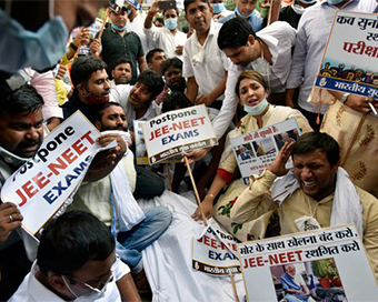 Congress protests demanding postponement of NEET, JEE exams