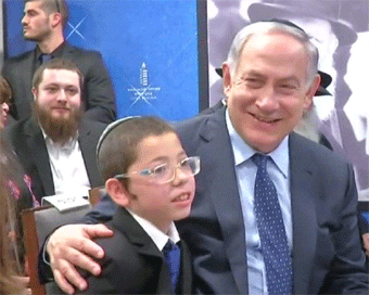 Netanyahu visits Chabad House with young Moshe