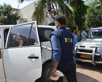 Patna: The National Investigation Agency (NIA) carries out raids at the residence of a Lok Janshakti Party (LJP) leader Hulas Pandey in an alleged Munger arms case in Patna on June 20, 2019. 22 AK-47 rifles smuggled from the Central Ordnance Depot in