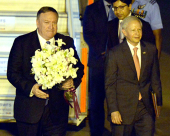 New Delhi: US Secretary of State Mike Pompeo arrives in New Delhi on June 25, 2019. (Photo: IANS)