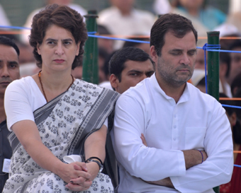 Congress President Rahul Gandhi, General Secretary (Uttar Pradesh East) Priyanka Gandhi Vadra (file photo)