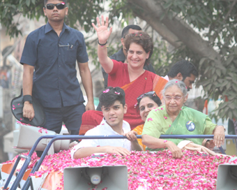Congress General Secretary Priyanka Gandhi on Wednesday held a road show in Delhi.