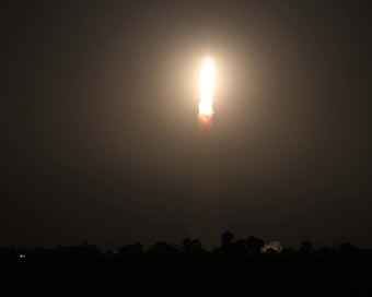 Sriharikota: Indian rocket Polar Satellite Launch Vehicle (PSLV) lifts off with two British satellites NovaSAR and S1-4, as seen from Chennai.