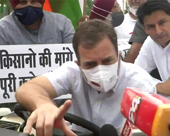Rahul Gandhi drives tractor to Parliament, demands withdrawal of 3 farm laws