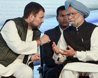 Rahul Gandhi and Manmohan Singh (file photo)