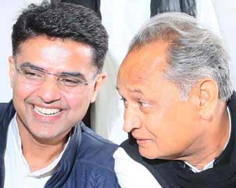 Rajasthan Congress President Sachin Pilot and former Chief Minister Ashok Gehlot (file photo)