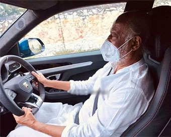 Rajinikanth wears mask and drives Lamborghini, pic goes viral