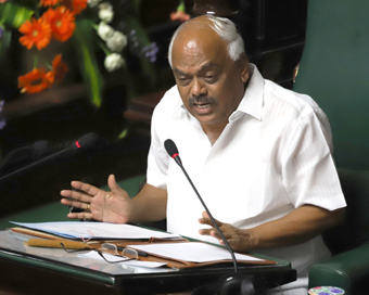 Bengaluru: Karnataka Assembly Speaker K.R. Ramesh Kumar at Karnataka Assembly, in Bengaluru on July 22, 2019. Karnataka Assembly Speaker K.R. Ramesh Kumar on Monday told Chief Minister H.D. Kumaraswamy to face by evening the floor test to prove major