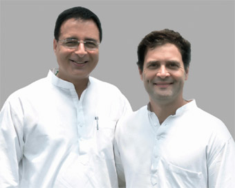 Congress party Spokesperson Randeep Singh Surjewala and Congress President Rahul Gandhi.