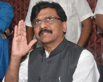 Lucknow: Shiv Sena leader Sanjay Raut addresses a press conference in Lucknow, on June 10, 2019. (Photo: IANS)