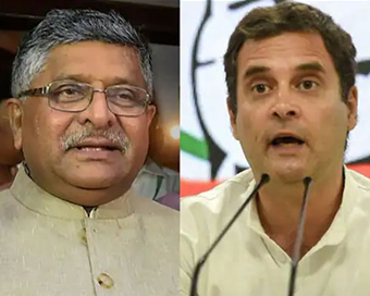 Ravi Shankar Prasad (left), Rahul Gandhi (right)