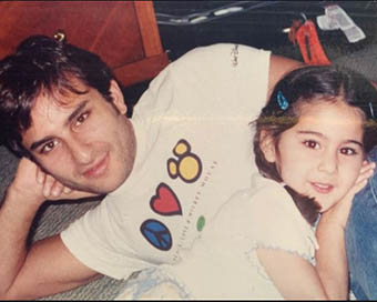 Childhood pic of Sara with father Saif