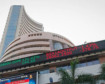 Equity indices fall, Sensex down 100 points