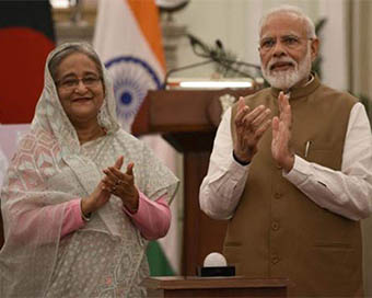 Bangladesh PM Sheikh Hasina with Narendra Modi (file photo)