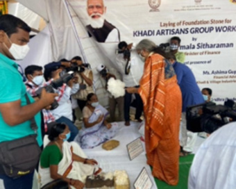 Nirmala Sitharaman lays foundation stone for Khadi workers