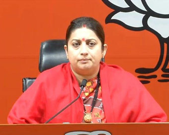  New Delhi: Union Minister and BJP leader Smriti Irani addresses a press conference at the party headquarters in New Delhi, on Jan 6, 2019. (Photo: IANS)