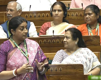 Debate on women reservation bill: Smriti Irani attacks Sonia Gandhi in Lok Sabha