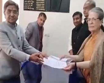 Sonia Files Nomination For Rs Polls From Rajasthan