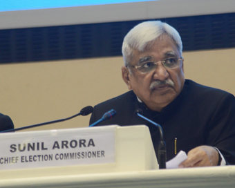  New Delhi: Chief Election Commissioner Sunil Arora during a press conference to announce the 2019 Lok Sabha election schedule at Vigyan Bhavan in New Delhi, on March 10, 2019. (Photo: IANS)