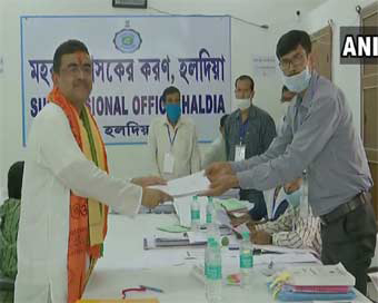 BJP leader Suvendu Adhikari files nomination from Nandigram seat