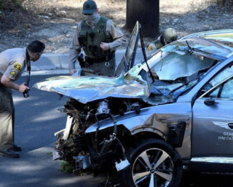 Tiger Woods seriously injured in violent car crash on steep LA road 