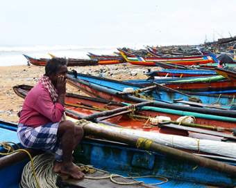 Puri: Fishing boats anchored on Puri beach amidst cyclonic storm Titli alert on Oct 10, 2018. The Odisha government on Wednesday directed the Ganjam, Puri, Khurda, Jagatsinghpur and Kendrapara district administrations to evacuate all those areas wher