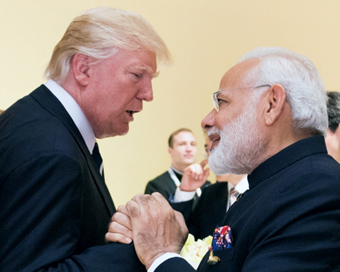 United States President Donald Trump and Prime Minister Narendra Modi at the G20 Summit in Germany in July 2017. (Photo: White House/IANS)