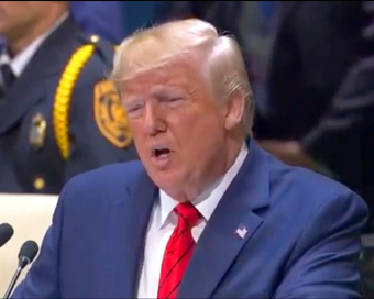 United Nations: US President Donald Trump addresses at the 74th UN General Assembly at United Nations, on Sep 24, 2019. (Photo: IANS)