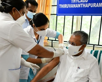 Kerala Chief Minister Pinarayi Vijayan takes vaccine