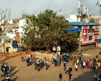  New Delhi: Security personnel conduct flag march in Northeast Delhi