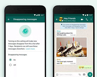 WhatsApp unveils disappearing messages tool with 7-day limit