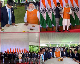 Photos: PM Modi meets Tokyo Olympics contingent over breakfast